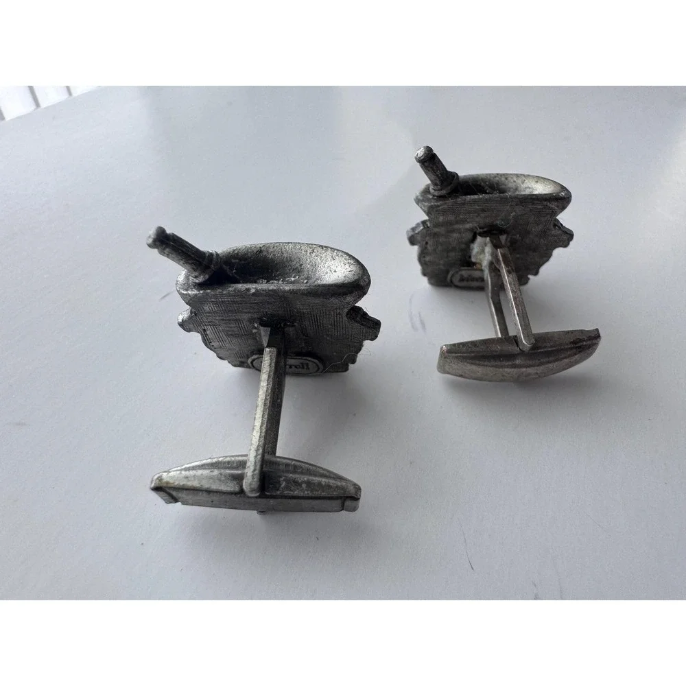 Vintage‎ Merrell Mortar and Pestle Cufflinks Mens Silver Tone Apothecary Medical